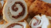 Rollitos de pollo rellenos de jamón y queso