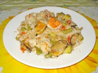 Arroz con verduras y mejillones