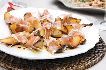 Peras asadas con prosciutto