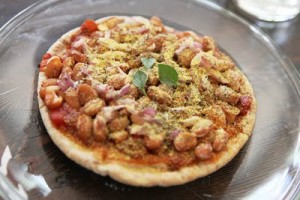 Pizza Vegetariana con frijoles 