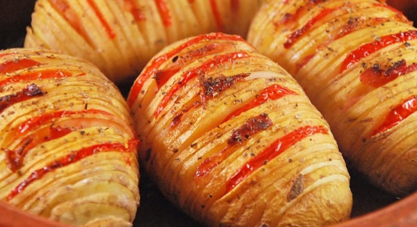 Patatas Hasselback con Bacón