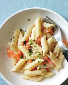 Pasta con crema y Salmón ahumado