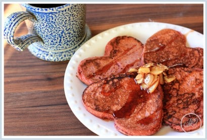 Tortitas de frambuesa y de forma de corazón