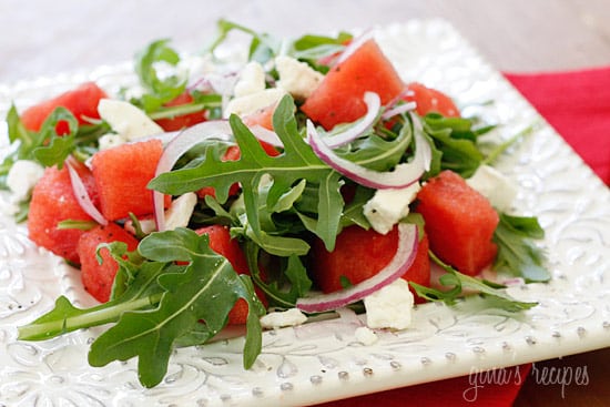 Ensalada de sandia y arúgula