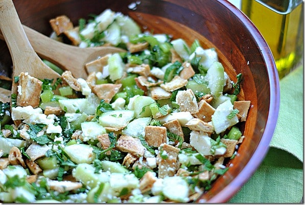 Ensalada de pepino, menta y queso feta