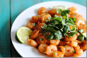 Gambas picantes con cilantro y lima  