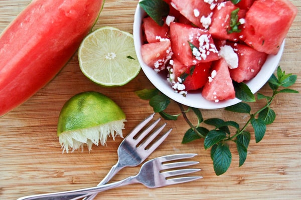 Ensalada de sandia y queso feta