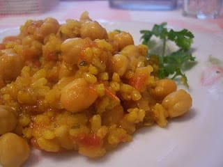 Arroz con garbanzos y hierbabuena