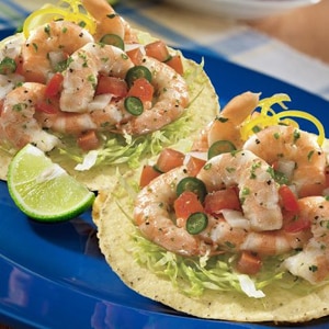 Tostadas de Camarones Picantes