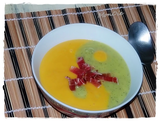 Crema de verduras con jamón