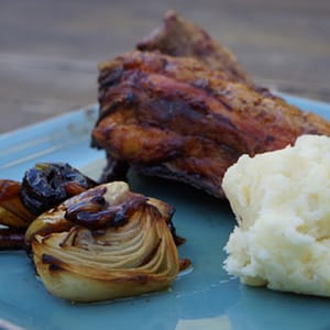 Pollo Rostido con Puré de Patatas