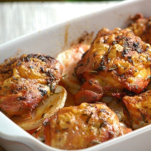 Pollo adobado al horno