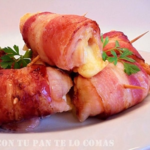 Rollitos de Pollo con Tocino y Queso